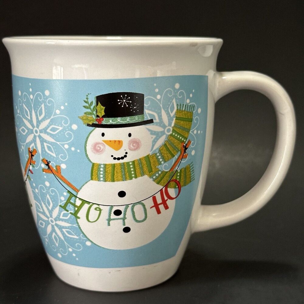 Royal Norfolk Mug Cup Blue Red Green Snowmen Fa La La Joy Ho Ho Ho Xmas Carols